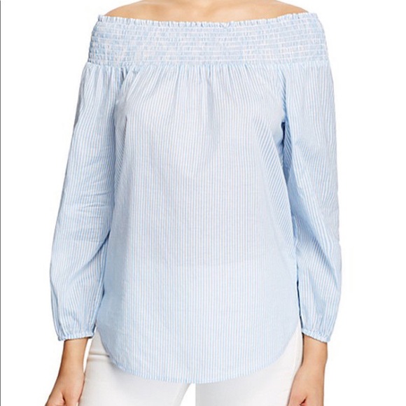 MICHAEL Michael Kors Light Blue Off-Shoulder Blouse - Picture 1 of 6